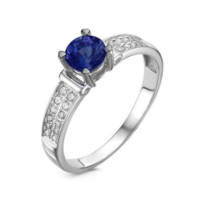 Кольцо декоративное RoseGrace, белое золото 585 проба, вставка бриллиант/сапфир